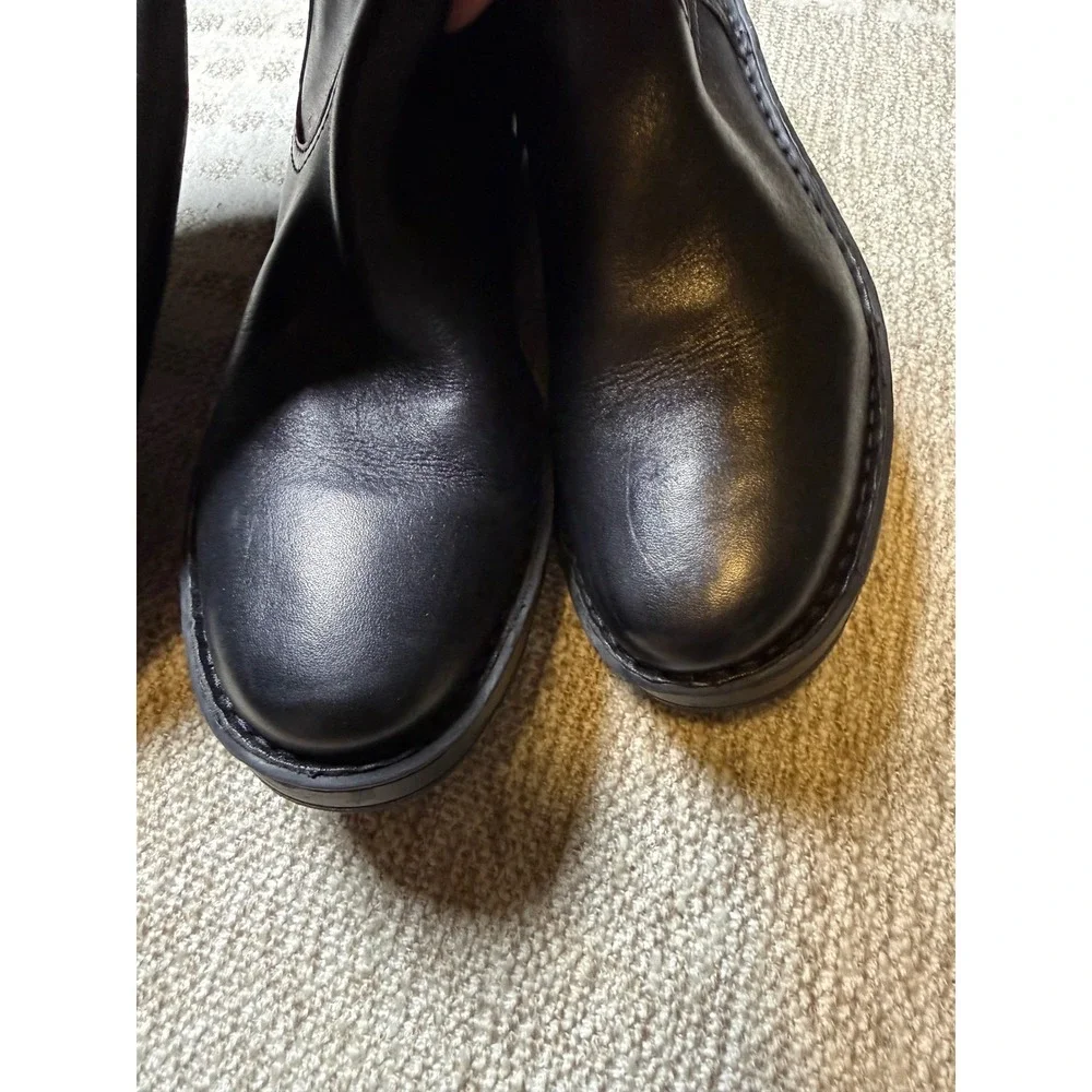 Blondo Cammie Black Leather Waterproof Ankle Boots Lug Sole Womens 6.5M